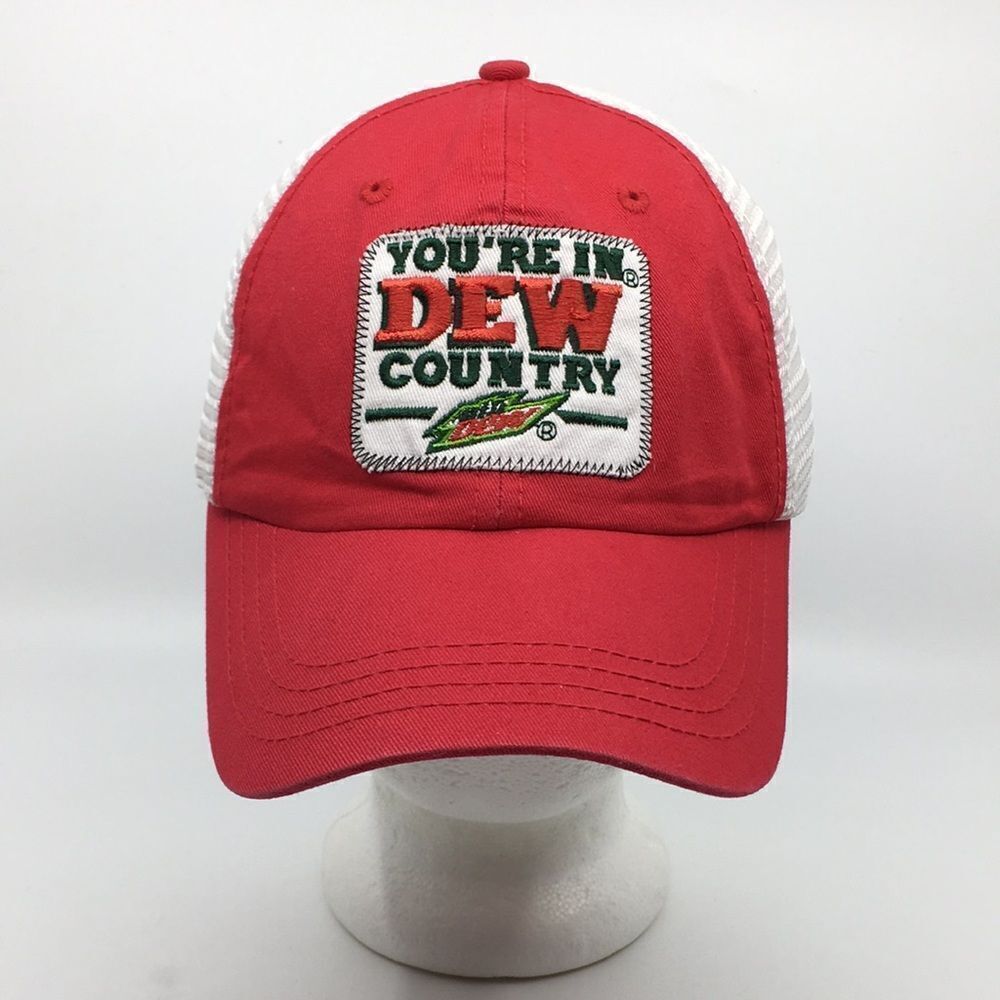 Mountain Dew “You’re in Dew Country” cotton blend and mesh red baseball cap